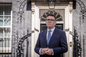 UK prime minister Andy Burnham outside No 10 Downing Street
